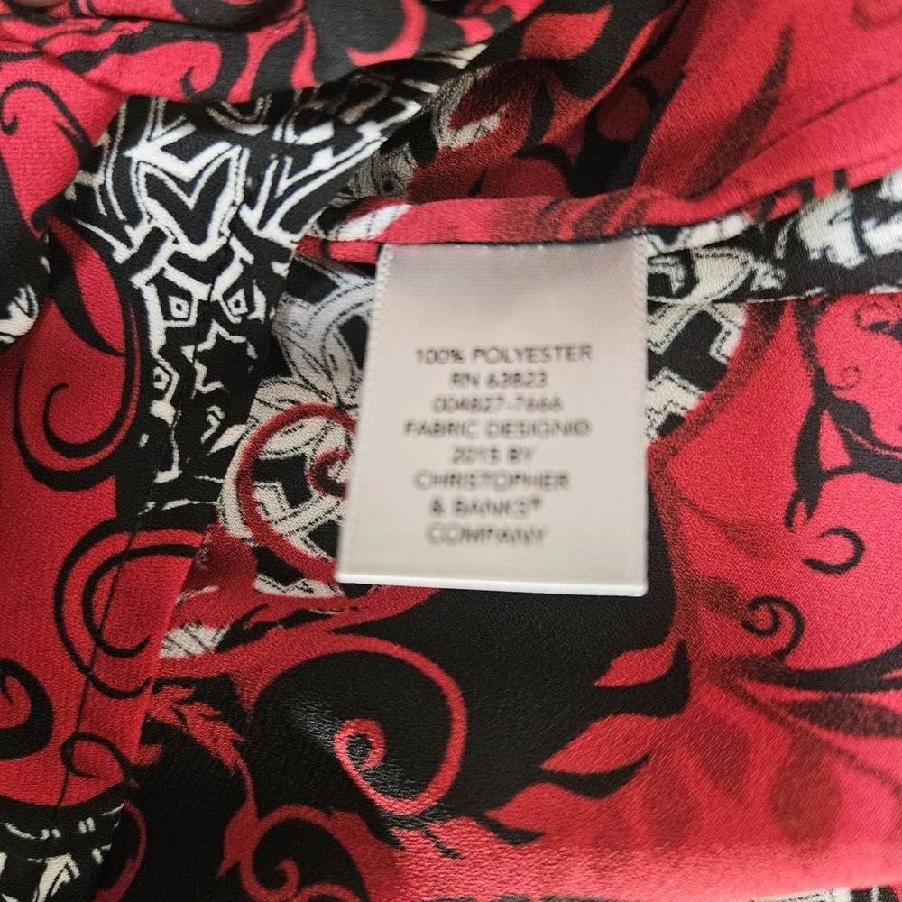 CJ Banks Christopher Banks black / red long blouse Size 1X long sleeve Corpcore - Picture 7 of 8